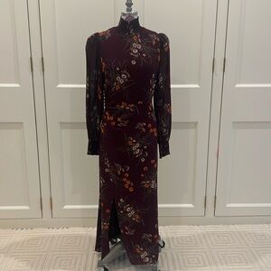 Reformation long sleeve floral midi dress